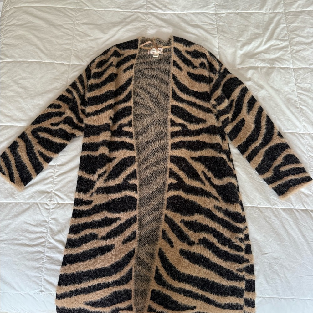 Band of Gypsies Black and Tan Fuzzy Cardigan